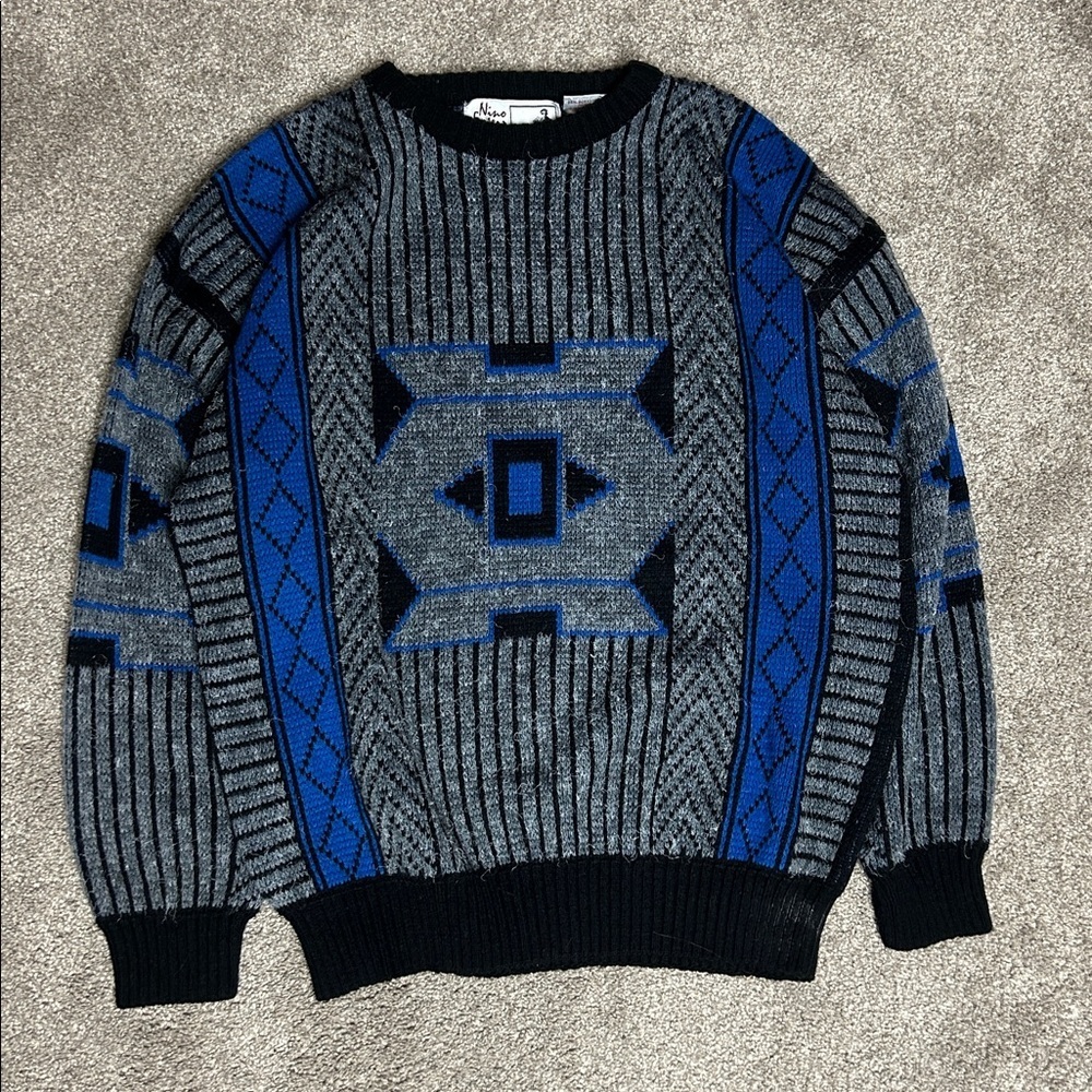 Vintage 90s Nino Foriero Patterned Knit Sweater